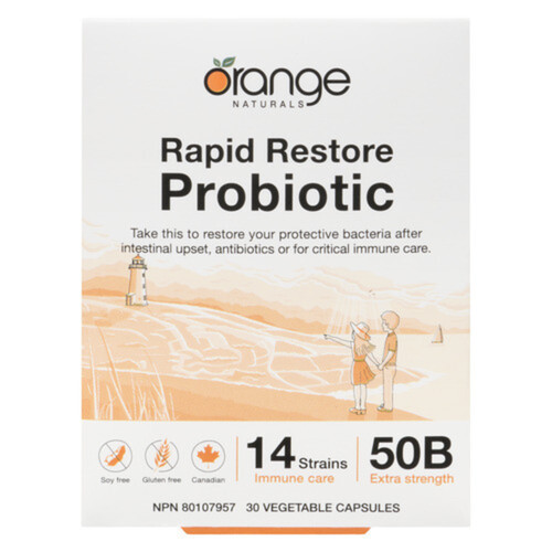 Orange Naturals Rapid Restore Probiotic Vegetable Capsules 30 Count