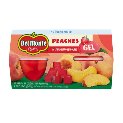 Del Monte Diced Peaches In Strawberry Gel 4 x 125 g