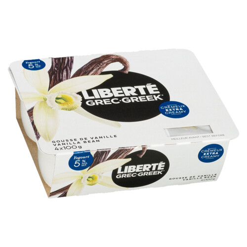 Liberté Extra Creamy 5% Greek Yogurt Vanilla Bean 4 x 100 g