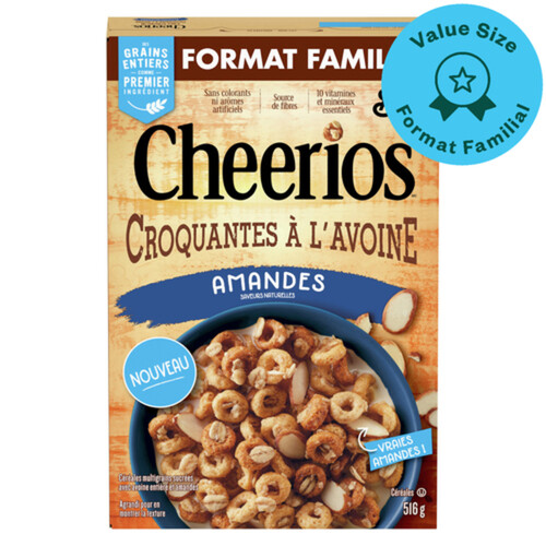 Cheerios Cereal Oat Crunch Almond Family Size 516 g