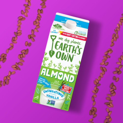 Earth's Own Almond Milk Unsweetened Vanilla Dairy-Free Plant-Based Beverage 1.89 L