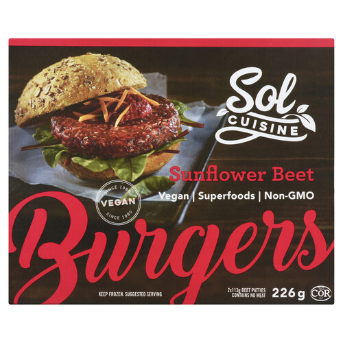 Sol Cuisine Frozen Sunflower Beet Burgers 226 g