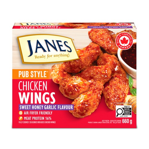 Janes Frozen Chicken Wings Pub Style Fully Cooked With Honey Garlic 660 g