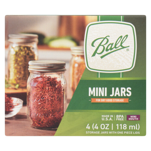 Ball Jar Dry Food Storage Containers 118 ml Mini 4 EA