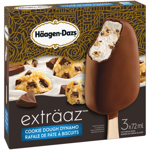 Häagen-Dazs Exträaz Ice Cream Bars Cookie Dough Dynamo 3 x 72 ml
