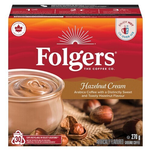 Folgers Coffee Pods Hazelnut Cream 30 K-Cups 270 g