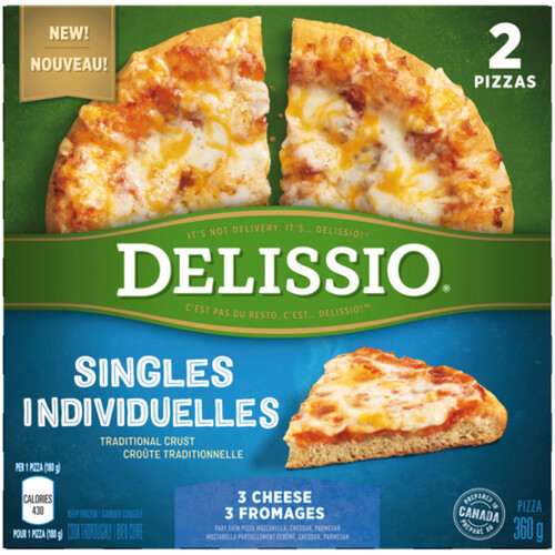 Delissio Frozen Pizza Singles 3 Cheese 2 x 180 g