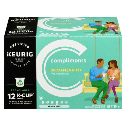 Compliments Decaffeinated Coffee Medium Roast 12 K-Cups 114 g