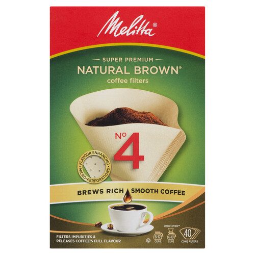 Melitta No 4 Coffee Filters Natural Brown 40 Pack