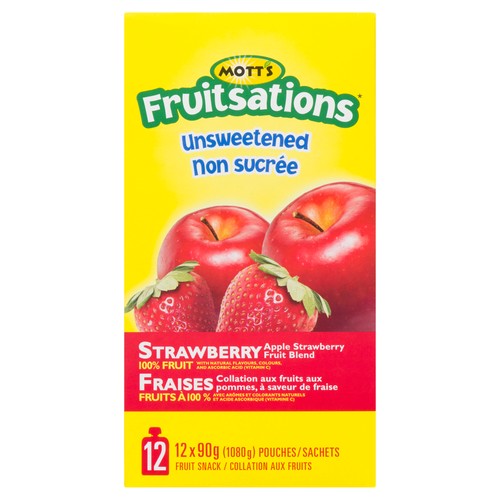 Mott's Fruitsations Unsweetened Fruit Snack Strawberry Pouches 12 x 90 g