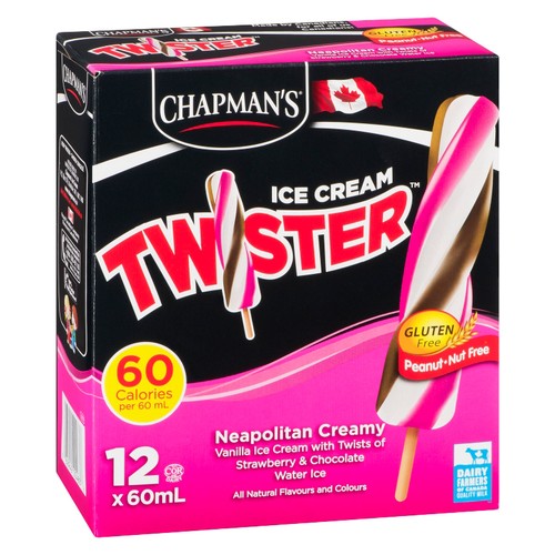 Chapman's Ice Pops Fruit Twister Neapolitan 12 x 60 ml