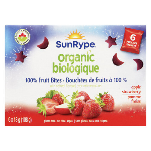 Sunrype Funbites Organic Fruit Bites Apple Strawberry 6 x 18 g