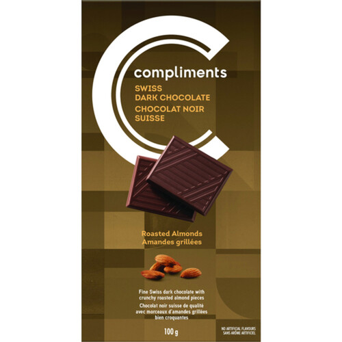 Compliments Swiss Dark Chocolate Roasted Almonds 100 g