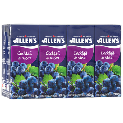 Allen's Grape Cocktail Juice Boxes 8 x 200 ml