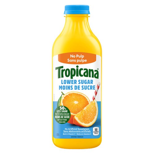 Tropicana Orange Juice Low Sugar No Pulp 1.36 L (bottle)