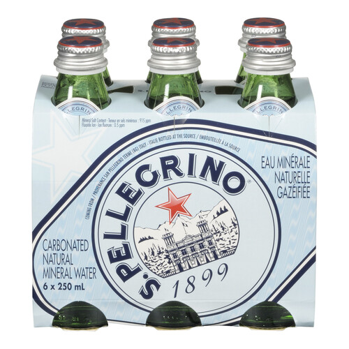 San Pellegrino Mineral Water Naturally Carbonated 6 x 250 ml (bottles)