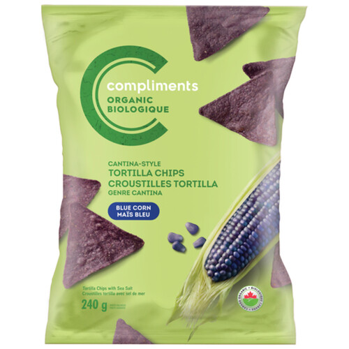 Compliments Organic Tortilla Chip Cantina Style Blue Corn 240 g