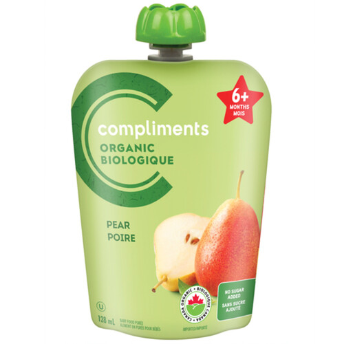 Compliments Organic Baby Food Purée Pear 128 ml