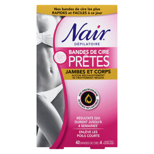 Nair Brazilian Spa Wax Strips Clay Perfect Temp Legs & Body 40 Wax Strips