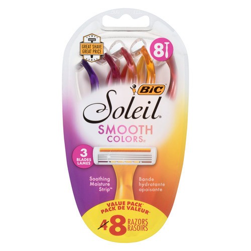 BIC Soleil Smooth Colors 3 Blades Value Pack 8 Razors