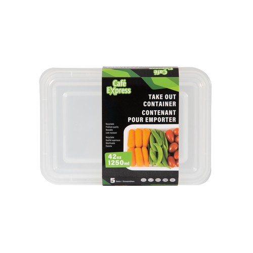 Cafe Express Take Out Container With Lid 1250 ml 5 Count
