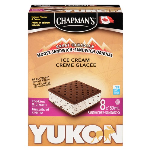 Chapman's Great Canadian Yukon Cookies And Cream Ice Cream Sandwiches 8 EA