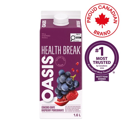 Oasis Health Break Juice Antioxia Concord Grape Raspberry Pomegranate 1.6 L