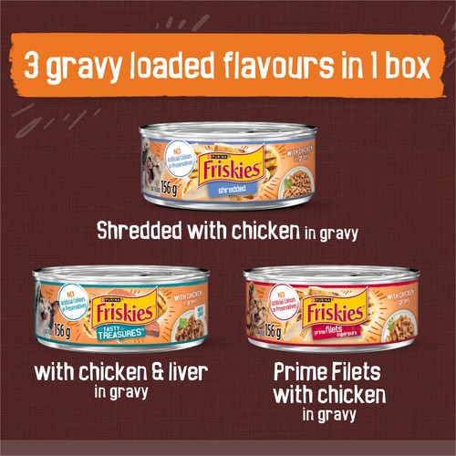 Friskies Gravy Pleasers Wet Cat Food Chicken Flavours Variety Pack 24 x 156 g