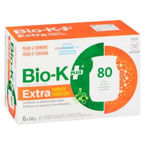 Bio-K Plus Extra Probiotic Peach & Turmeric 6 x 98 g