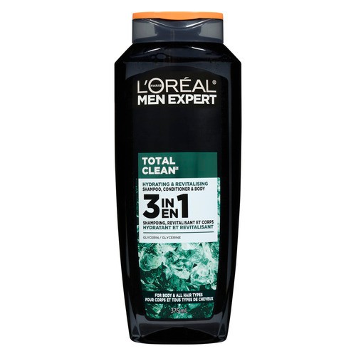 L'Oréal Men Expert Total Clean 3 In 1 Shampoo Conditioner And Body 375 ml