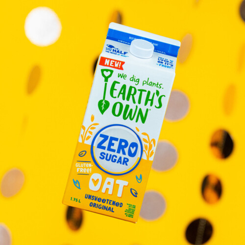 Earth's Own Oat Milk Zero Sugar Unsweetened 0 Sugar Plant-Based Beverage Dairy-Free Gluten-Free 1.75 L