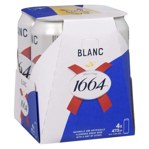 Kronenbourg 1664 Wheat Beer 5% Alcohol With Hint Of Citrus Blanc 4 x 473 ml (cans)