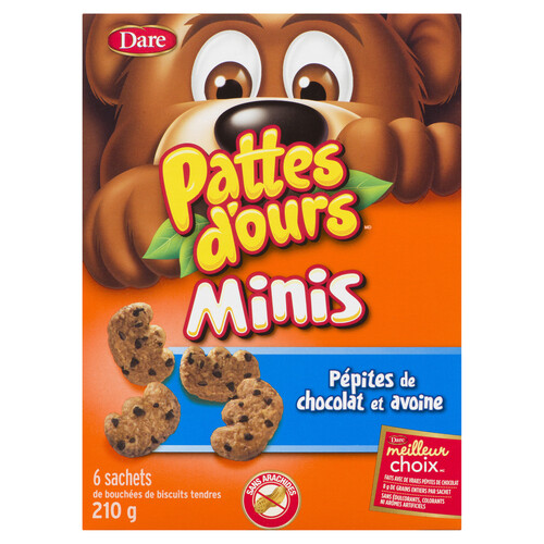 Dare Bear Paws Peanut-Free Minis Cookies Oatmeal Chocolate Chip 210 g