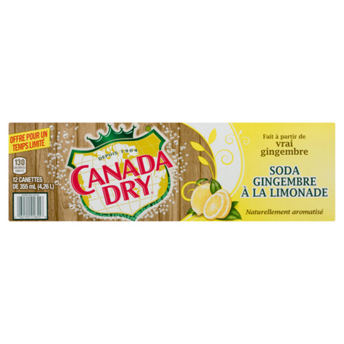 Canada Dry Soft Drink Ginger Ale Lemonade 12 x 355 ml (cans)