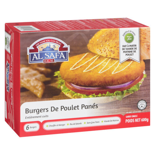 Al Safa Halal Frozen Breaded Chicken Burgers 600 g