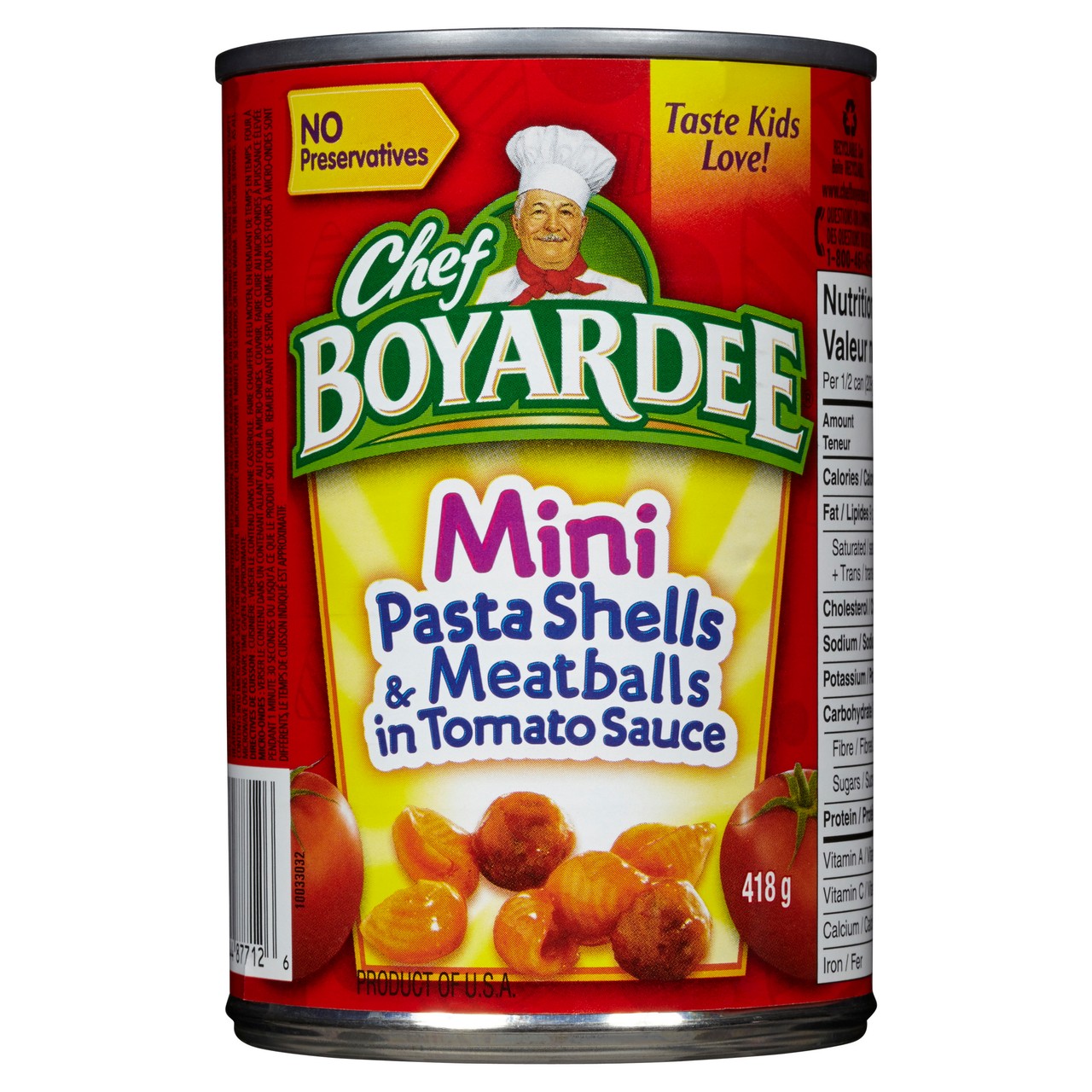 Chef Boyardee Mini Pasta Shells & Meatballs In Tomato Sauce 418 g ...