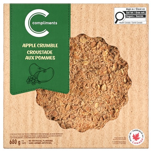 Compliments Pie Apple Crumble 8-Inch 680 g (frozen)