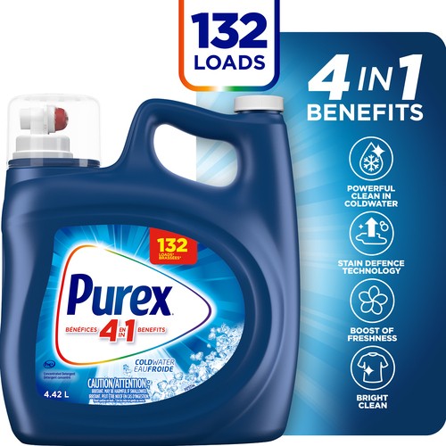 Purex 4 in 1 Concentrated Detergent Coldwater 132 Loads 4.42 L