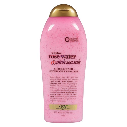 OGX Scrub Body Wash Rose Water & Pink Sea Salt 577 ml