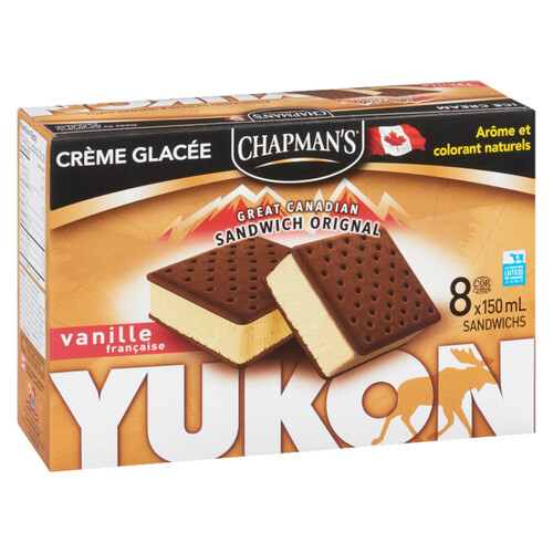 Chapman's Ice Cream Sandwiches Great Canadian Yukon French Vanilla 8 EA