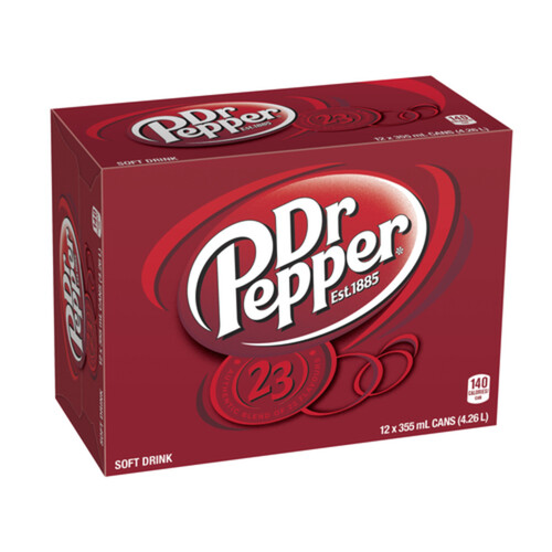 Dr Pepper Soft Drink Regular 12 x 355 ml (cans)