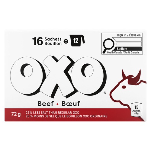 OXO Low Salt Bouillon Sachets Beef 16 Count 72 g