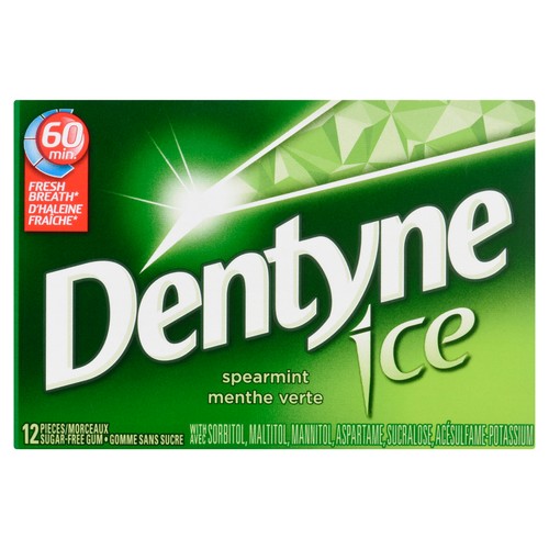 Dentyne Ice Gum Sugar Free Spearmint 12 Pieces