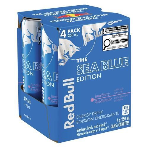 Red Bull Energy Drink The Sea Blue Edition Juneberry 4 x 250 ml (cans)