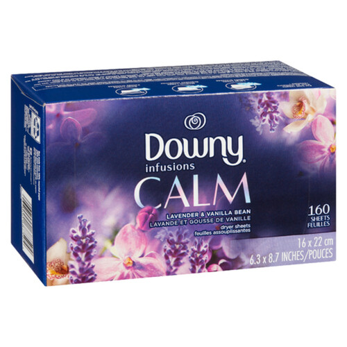 Downy Infusions Fabric Softener Sheets Calm Lavender & Vanilla Bean 160 Count