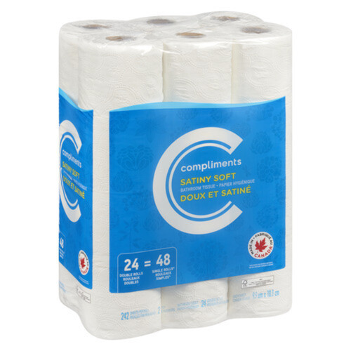 Compliments Toilet Paper Satiny Soft 2-Ply 24 Rolls x 242 Sheets