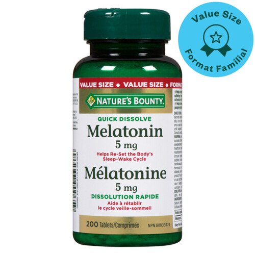 Nature's Bounty Melatonin 5 mg Tablets Value Size 200 Count