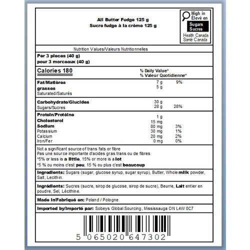 Sainsbury's Fudge All Butter 125 g