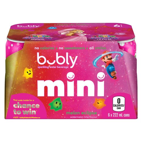 Bubly Sparkling Water Melon Eclipse 6 x 222 ml (cans)