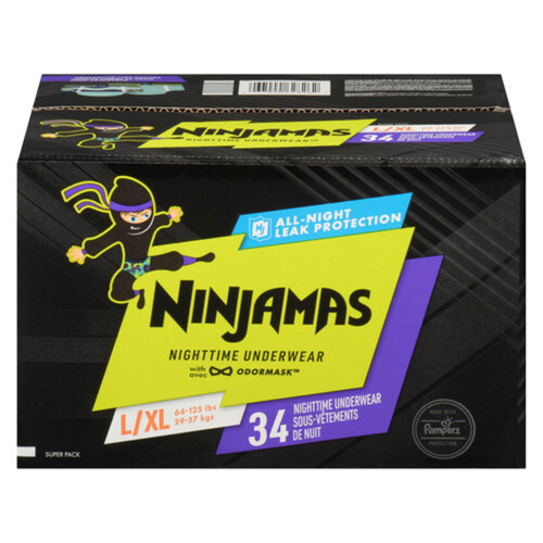 Ninjamas Nighttime Diapers Size L/XL 34 Count